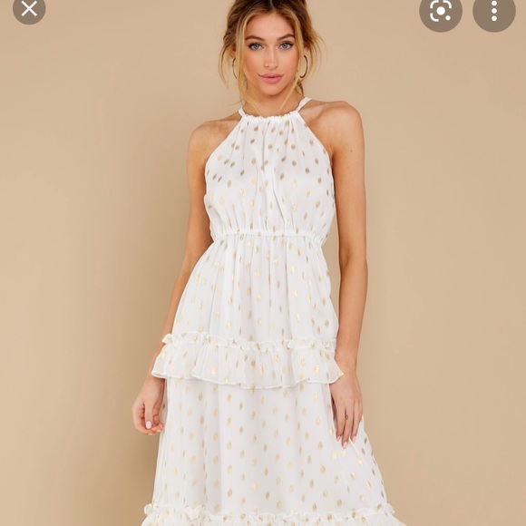 Endless Rose Dresses & Skirts - Endless Rose white and gold polka dot dress